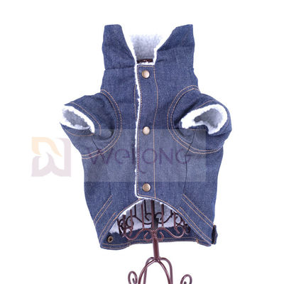 Perro polivinílico Jean Jacket azul del invierno de la chaqueta del dril de algodón del animal doméstico del Berber del 100%