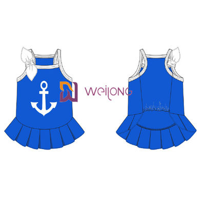 Hembra respirable modificada para requisitos particulares del vestido del perro de Anchor Pet Dress del marinero del jersey Cvc