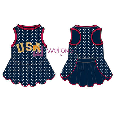 El varón de goma del vestido del perro del jersey de la estrella CVC de los E.E.U.U. de la impresión del brillo modificó para requisitos particulares