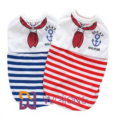 Camiseta modificada para requisitos particulares de Anchor Stripe Pet del marinero de la impresión de Digitaces para el algodón 100% del perrito