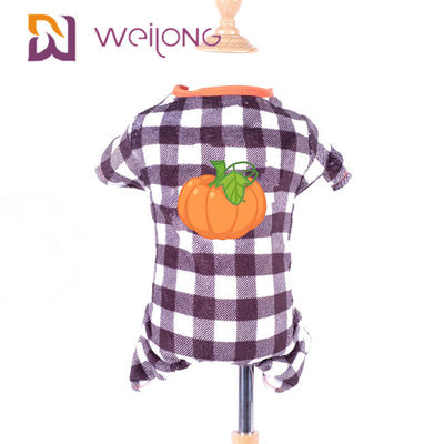 Pijamas de goma del perro de la tela escocesa de Halloween de los pijamas del perro del paño grueso y suave de la calabaza de la impresión