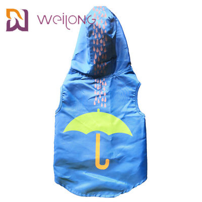 Impermeable de goma XS-XL azul del animal doméstico de la prenda impermeable de la impresión de abertura del velcro