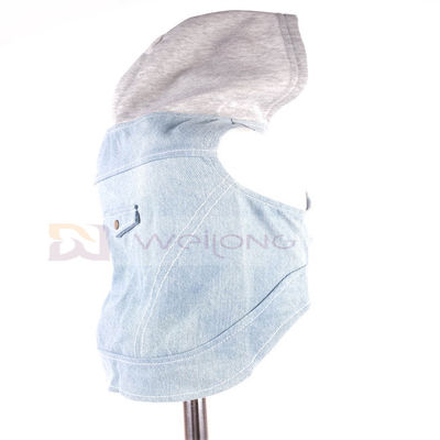 El vintage azul de la sudadera con capucha del perrito del tejano de algodón lavó la ropa XS-XL