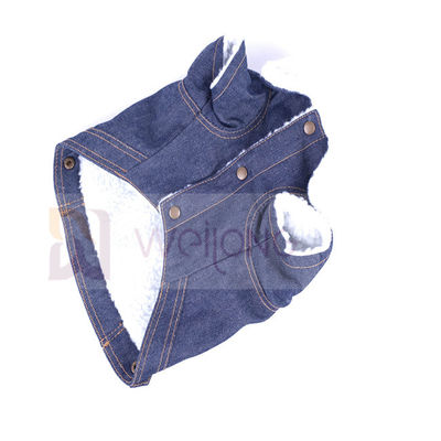 Perro polivinílico Jean Jacket azul del invierno de la chaqueta del dril de algodón del animal doméstico del Berber del 100%