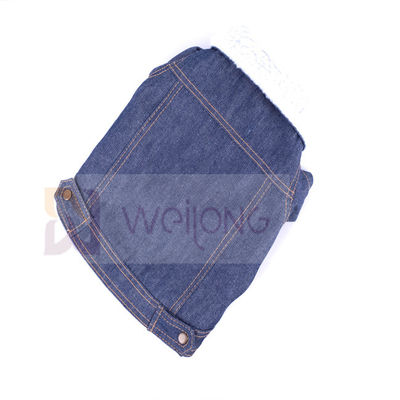 Perro polivinílico Jean Jacket azul del invierno de la chaqueta del dril de algodón del animal doméstico del Berber del 100%