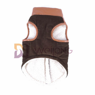 El Berber de cuero de la chaqueta de la cremallera del perro del cuello de la pana para arriba que alinea el perro caliente del invierno cubre XS-XL