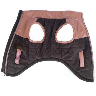El Berber de cuero de la chaqueta de la cremallera del perro del cuello de la pana para arriba que alinea el perro caliente del invierno cubre XS-XL