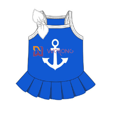 Hembra respirable modificada para requisitos particulares del vestido del perro de Anchor Pet Dress del marinero del jersey Cvc