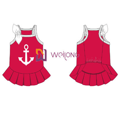 Hembra respirable modificada para requisitos particulares del vestido del perro de Anchor Pet Dress del marinero del jersey Cvc