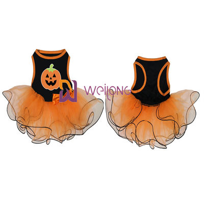 Jersey de la decoración CVC del arco del vestido del animal doméstico de Halloween de la falda de Tulle de la calabaza/del cráneo