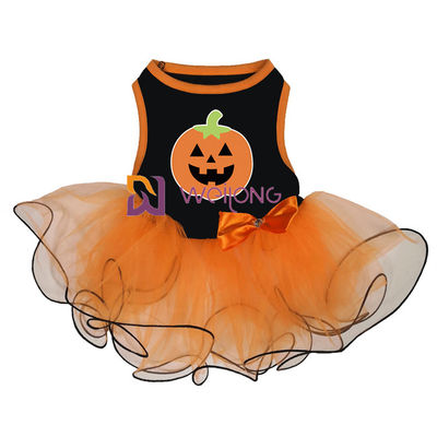 Jersey de la decoración CVC del arco del vestido del animal doméstico de Halloween de la falda de Tulle de la calabaza/del cráneo