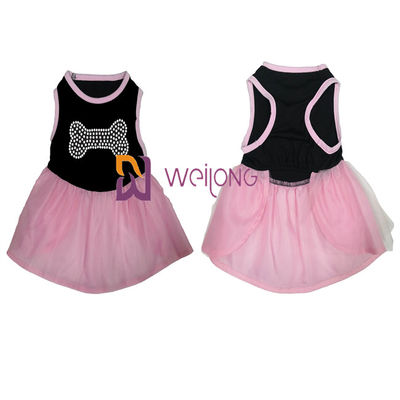 Perros calientes del jersey vestido/CVC del animal doméstico de Halloween Tulle del diamante artificial de la falda de Tulle vestidos para arriba
