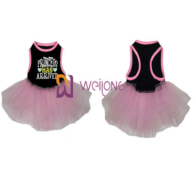 Tulle riza los pequeños vestidos del perro sin mangas y el vestido redondo flojo del perro del rosa del cuello