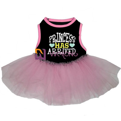 Tulle riza los pequeños vestidos del perro sin mangas y el vestido redondo flojo del perro del rosa del cuello