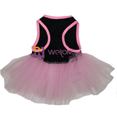 Tulle riza los pequeños vestidos del perro sin mangas y el vestido redondo flojo del perro del rosa del cuello