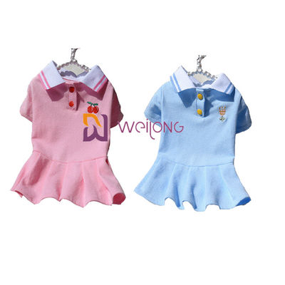 Vestido hecho punto de Rib Collar Embroidered Customized Pet para la primavera/el verano