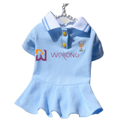 Vestido hecho punto de Rib Collar Embroidered Customized Pet para la primavera/el verano