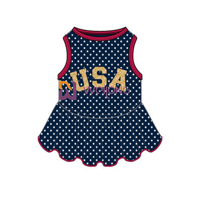 El varón de goma del vestido del perro del jersey de la estrella CVC de los E.E.U.U. de la impresión del brillo modificó para requisitos particulares