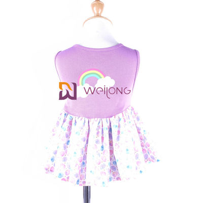 Falda modificada para requisitos particulares del tutú del perro de la pongis de la impresión de Digitaces del vestido del animal doméstico del arco iris del jersey CVC