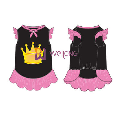 Arreglo para requisitos particulares BSCI del vestido del animal doméstico de la falda de la corona de la impresión del brillo/falda del animal doméstico de WMT