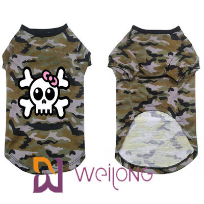 Camiseta polivinílica del animal doméstico de Halloween del cráneo del camuflaje para el jersey polivinílico 180G del perro el 100%