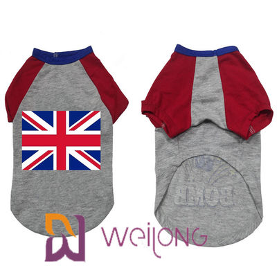 Camisetas adaptables del animal doméstico del verano para la bandera de goma de Reino Unido de la impresión de los perros