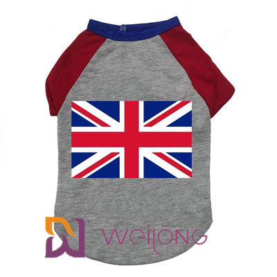 Camisetas adaptables del animal doméstico del verano para la bandera de goma de Reino Unido de la impresión de los perros
