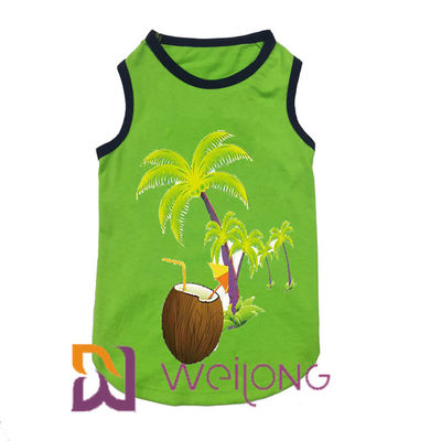 Música 100% de Hawaii de la camiseta del animal doméstico del verano de la elasticidad del árbol de coco de la impresión de algodón jugada