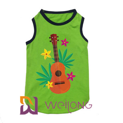 Música 100% de Hawaii de la camiseta del animal doméstico del verano de la elasticidad del árbol de coco de la impresión de algodón jugada