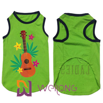 Música 100% de Hawaii de la camiseta del animal doméstico del verano de la elasticidad del árbol de coco de la impresión de algodón jugada