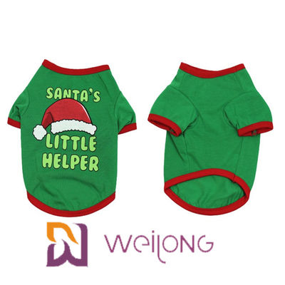 La camiseta de goma del animal doméstico de la impresión del color del modelo modificó la camiseta de la Navidad para requisitos particulares del perro