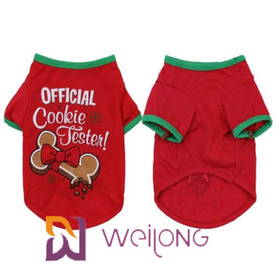 CVC camiseta de impresión roja de la Navidad del perro del jersey 180G adaptable