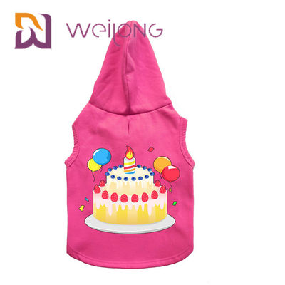 La sudadera con capucha de goma colorida del animal doméstico del cumpleaños de la impresión modificó sudadera con capucha rosada del perro para requisitos particulares