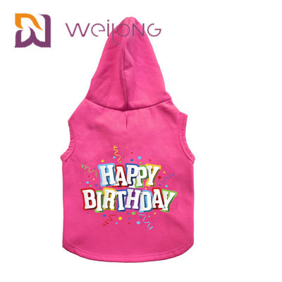La sudadera con capucha de goma colorida del animal doméstico del cumpleaños de la impresión modificó sudadera con capucha rosada del perro para requisitos particulares