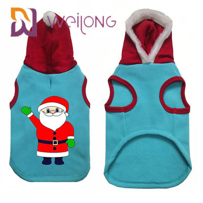 CVC la Navidad Cat Dog Hoodie Sweater With Santa Claus de la ropa de la sudadera con capucha del animal doméstico del invierno del paño grueso y suave