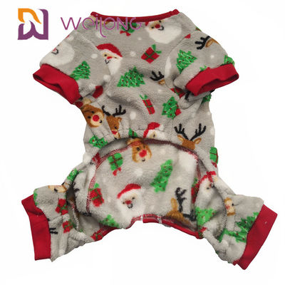 Los pijamas 100% de la Navidad del perro de la tela del terciopelo modificaron para requisitos particulares bordado