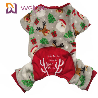 Los pijamas 100% de la Navidad del perro de la tela del terciopelo modificaron para requisitos particulares bordado