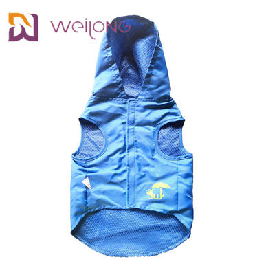 Impermeable de goma XS-XL azul del animal doméstico de la prenda impermeable de la impresión de abertura del velcro