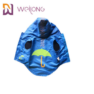 Impermeable de goma XS-XL azul del animal doméstico de la prenda impermeable de la impresión de abertura del velcro