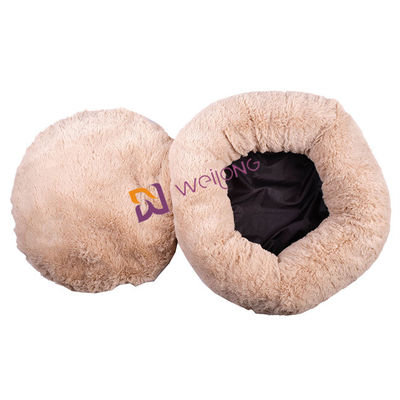 Cama de lujo suave acogedora del animal doméstico de la felpa del buñuelo que calma del perro de la ansiedad anti redonda de la cama