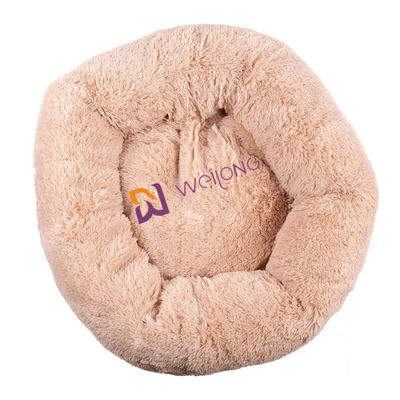 Cama de lujo suave acogedora del animal doméstico de la felpa del buñuelo que calma del perro de la ansiedad anti redonda de la cama