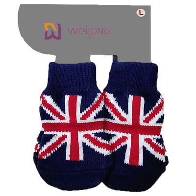 Algodón modificado para requisitos particulares el 5% Spandex de Union Jack el 95% de los modelos del calcetín del perro que hace punto