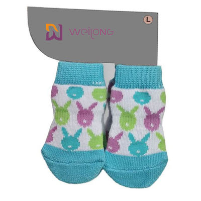 El perro azul de Paw Protector Custom Pet Socks del spandex de algodón pega para proteger suelos de parqué