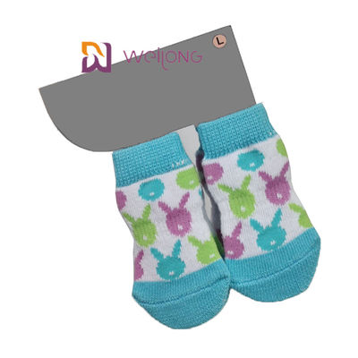 El perro azul de Paw Protector Custom Pet Socks del spandex de algodón pega para proteger suelos de parqué
